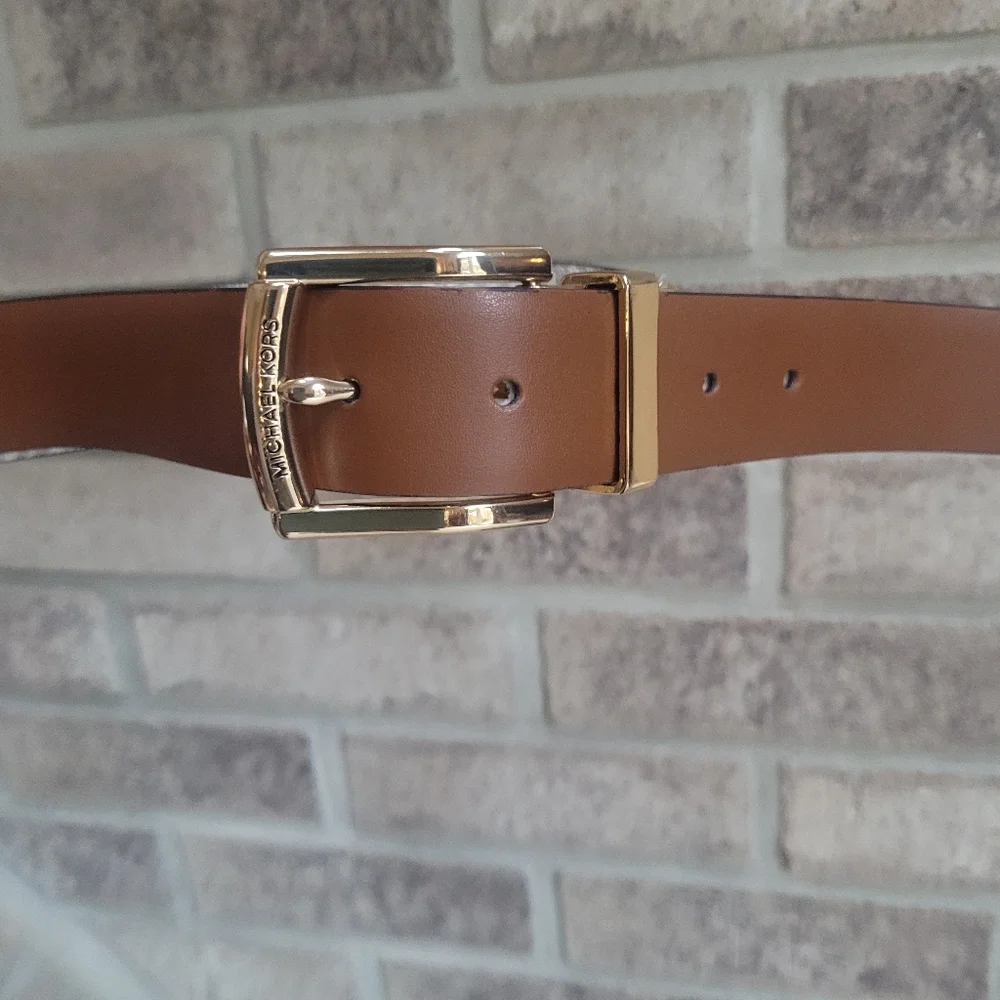 Michael Kors 2 in 1 Reversible White Tan and Brown Women's Belt S/M